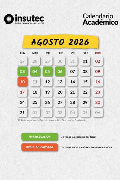 01 INSUTEC - Calendario Academico 2026 - Feed_Agosto